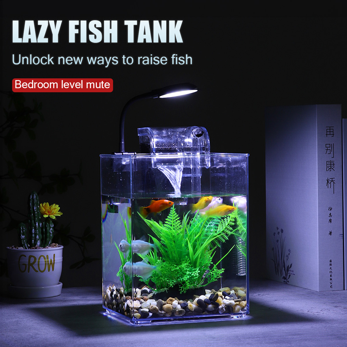 Aquarium Goldfish - USB Desktop Fish Tank Set-Easy To