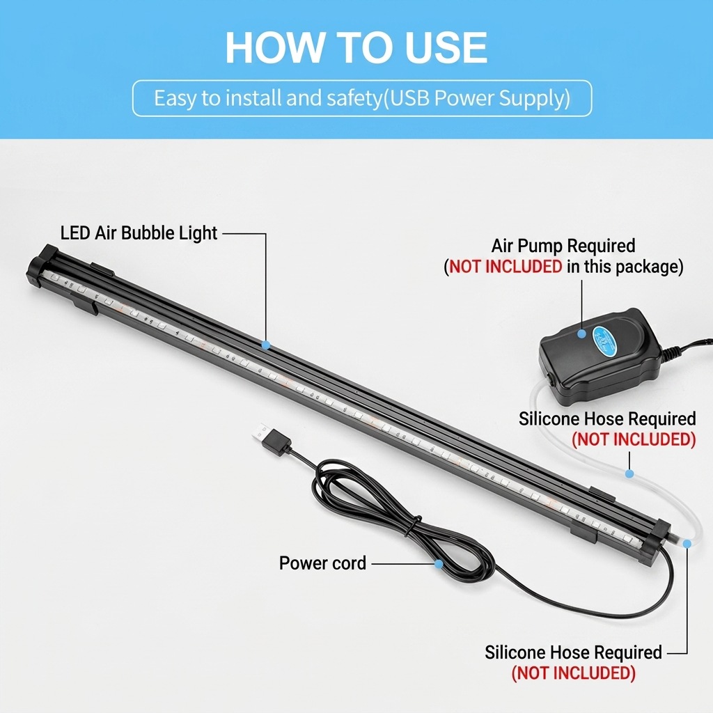 USB LED Aquarium Air Bubble Li - огляд і ціна Aquarium Fish Lamp